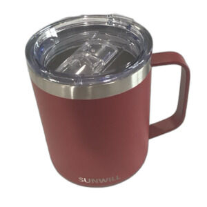 Sunwill Travel Mug with Lid Handle 14oz Insulated Stainless Steel Burgandy